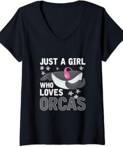 Womens Diving Orca Cute Whale Women Girls Gift Orca V-Neck T-Shirt