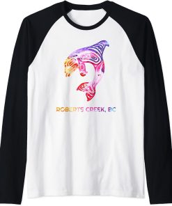 Tribal Roberts Creek OR Orca Killer Whale Native American Raglan Baseball Tee