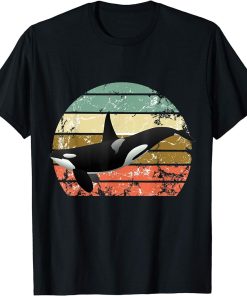 Orca Vintage Retro Sunset Art Killer Whale Sea Ocean Orca T-Shirt