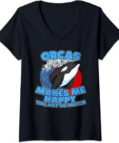 Womens Funny Pun Orca Whale Graphic Sarcastic Saying Orcas V-Neck T-Shirt