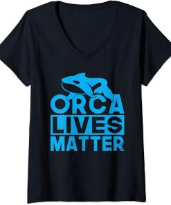 Womens Orca lives Matter Orca Whale V-Neck T-Shirt