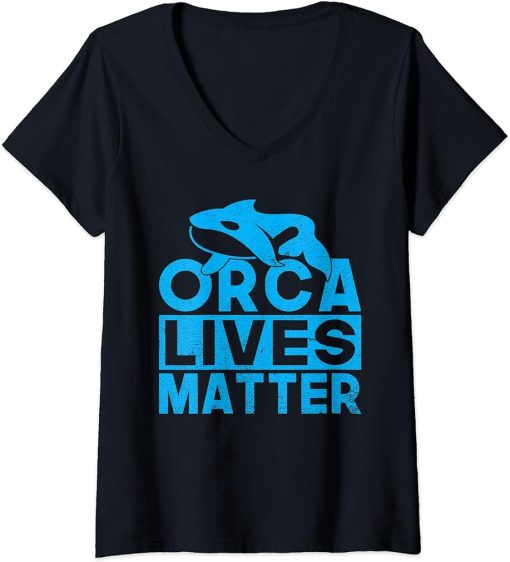 Womens Orca lives Matter Orca Whale V-Neck T-Shirt