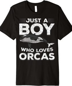 Just A Boy Who Loves Orcas Killer Whale Animal Lover Orca Premium T-Shirt