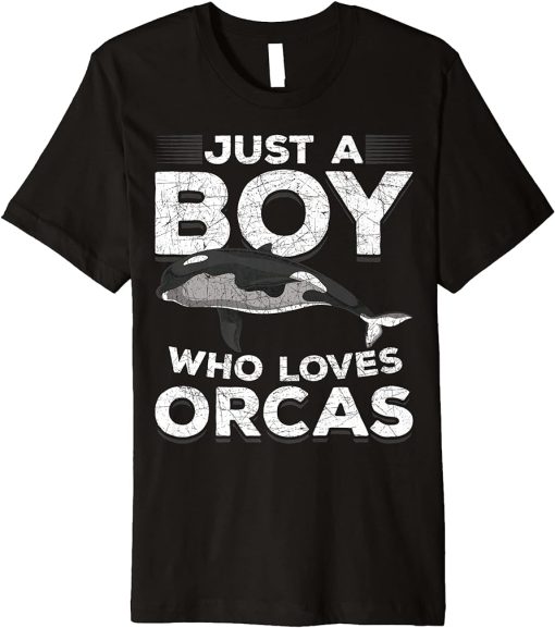 Just A Boy Who Loves Orcas Killer Whale Animal Lover Orca Premium T-Shirt